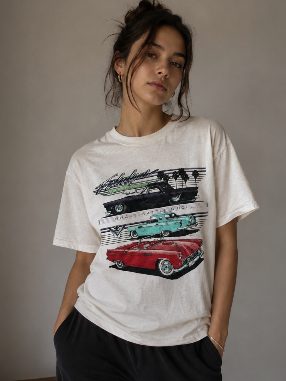 Vintage 90s Classic Cars Graphic T Shirt Single Stitch Made in USA